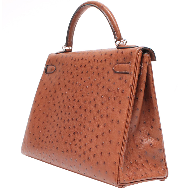 

Hermes Brown Ostrich Palladium Hardware Kelly Retourne 35 Bag