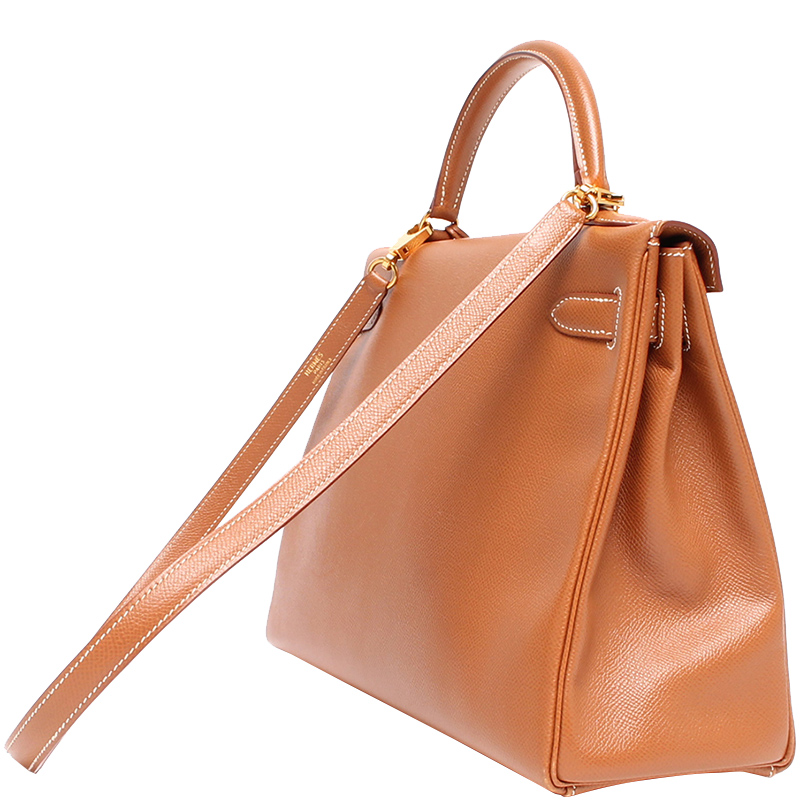 

Hermes Brown Togo Leather Kelly Retourne 35 Bag