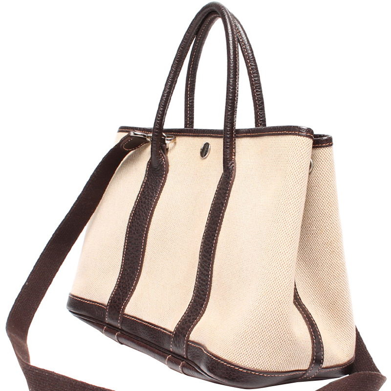 

Hermes Bicolor Canvas/Leather Tote Bag, Multicolor