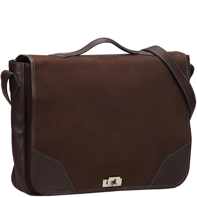 

Hermes Brown/Dark Brown Canvas Victoria Messenger Bag