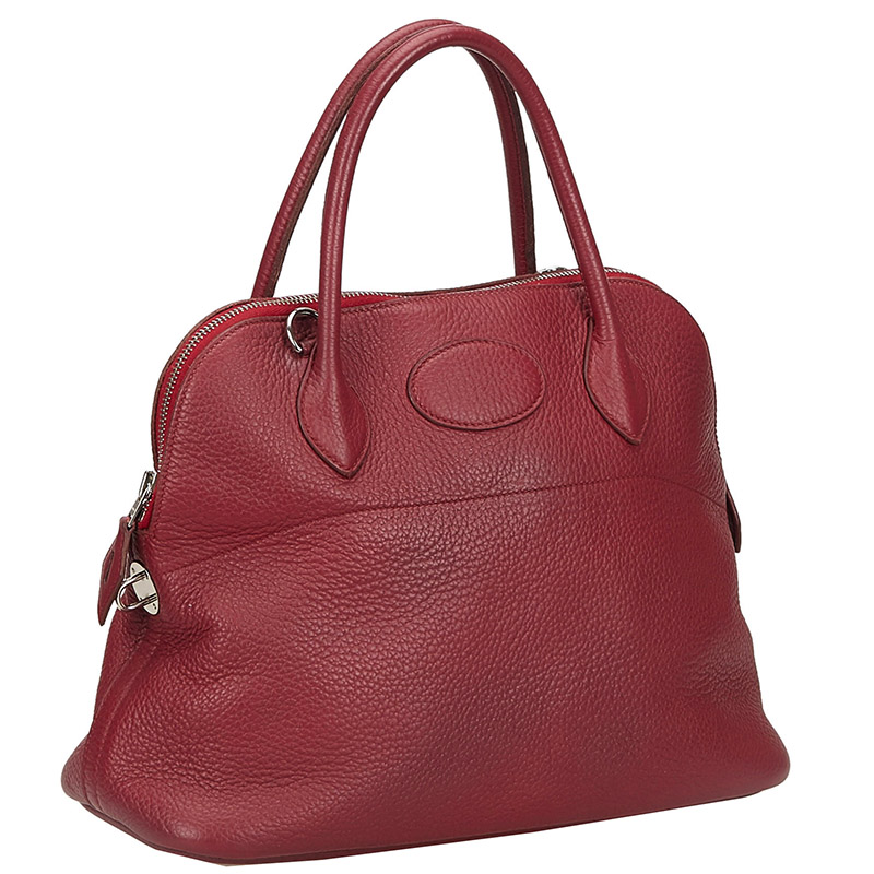 

Hermes Red Clemence Leather Palladium Bolide 31 Bag