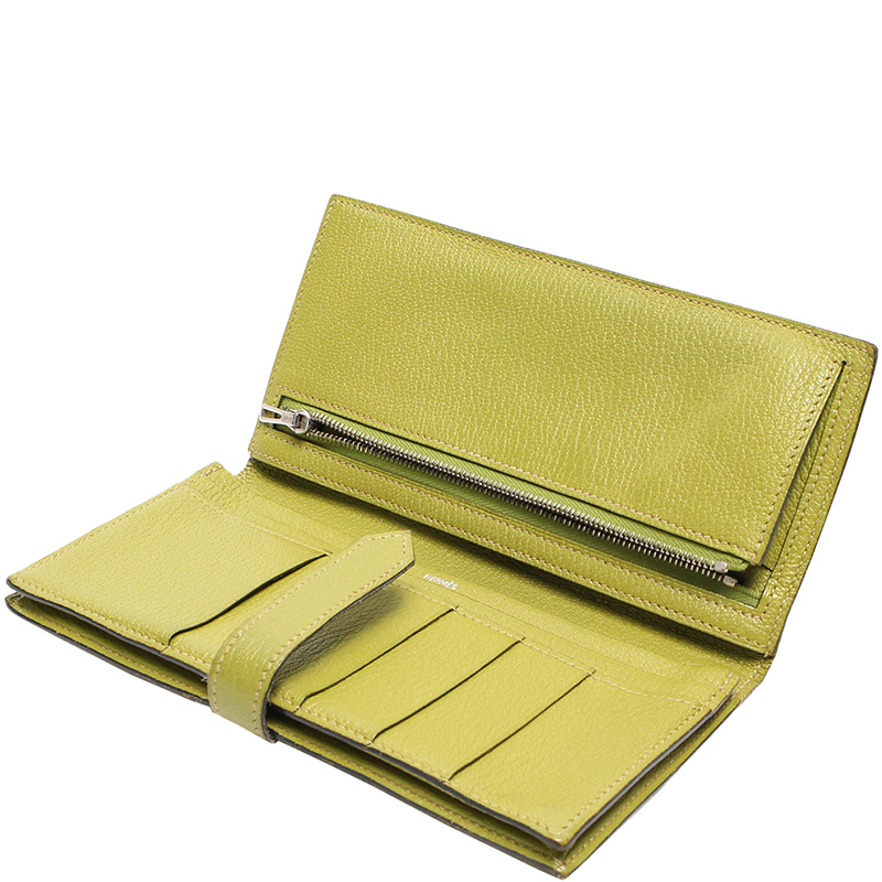 

Hermes Green Leather Bearn Long Wallet