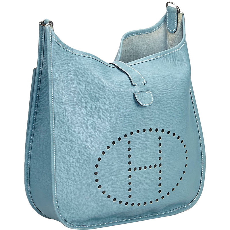 

Hermes Light Blue Leather Evelyne II PM Bag