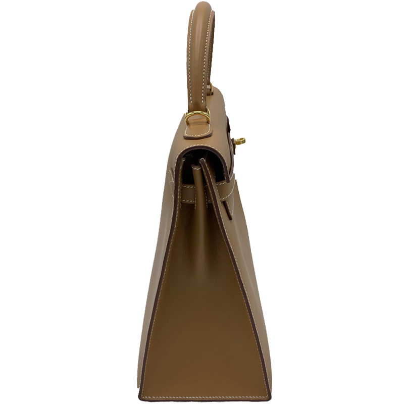 Hermes Natural Leather Gold Hardware Kelly Sellier 32 Bag, Brown