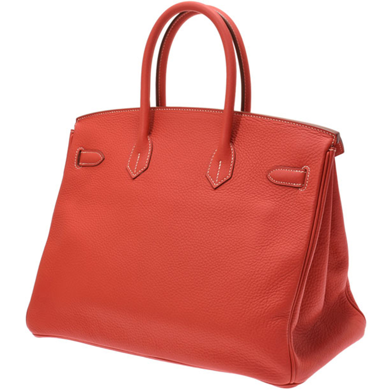 

Hermes Rose Jaipur Togo Leather Silver Hardware Birkin 35 Bag, Brown