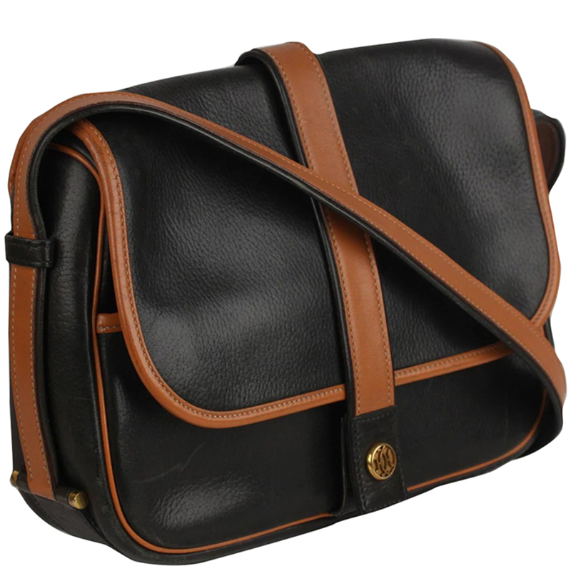 

Hermes Black/Brown Leather Noumea Shoulder Bag