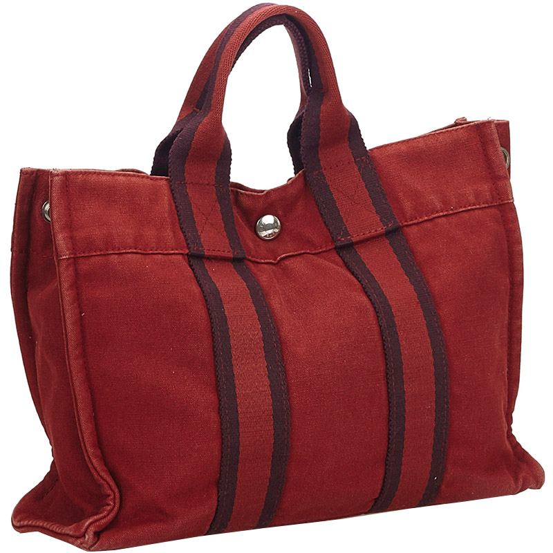 

Hermes Red Canvas Fourre Tout PM