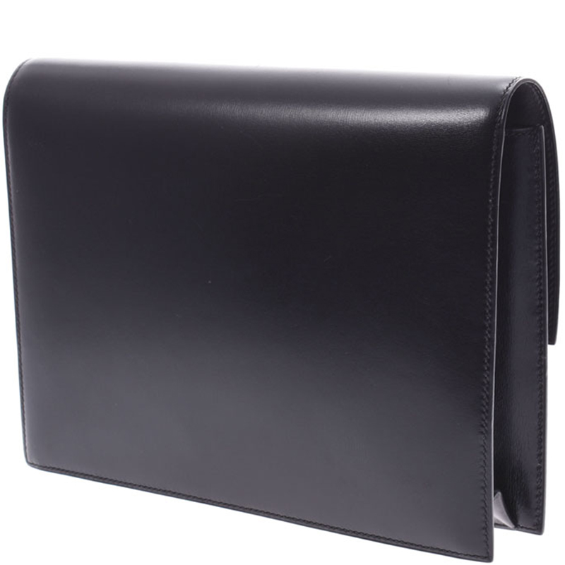 

Hermes Black Leather Clutch Bag