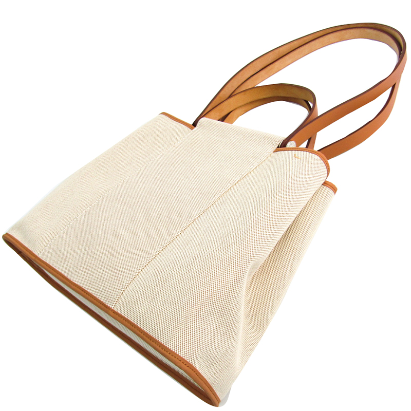 

Hermes Natural/Beige Toile Canvas Leather PM Cabag Tote