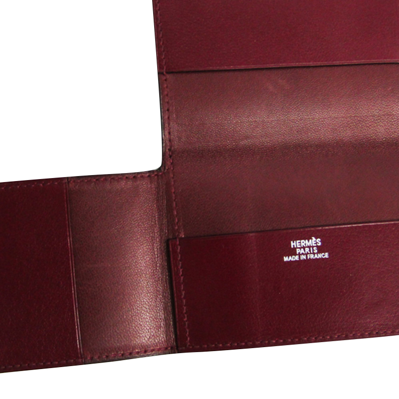 

Hermes Bordeaux Trifold Leather Card Case, Burgundy