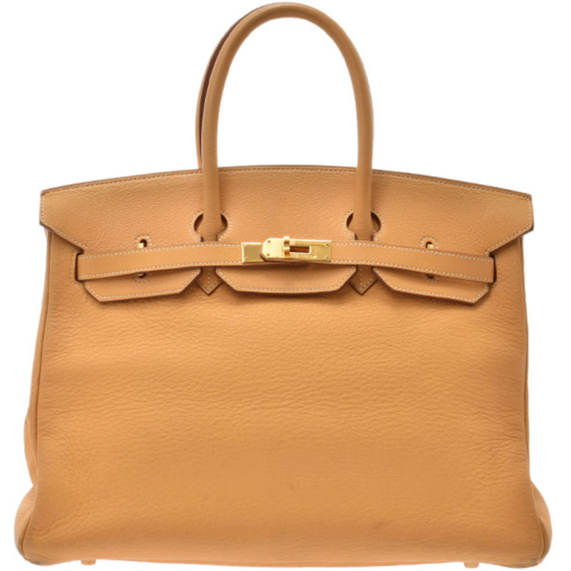 Hermes Saffron Leather Gold Hardware Birkin 35 Bag