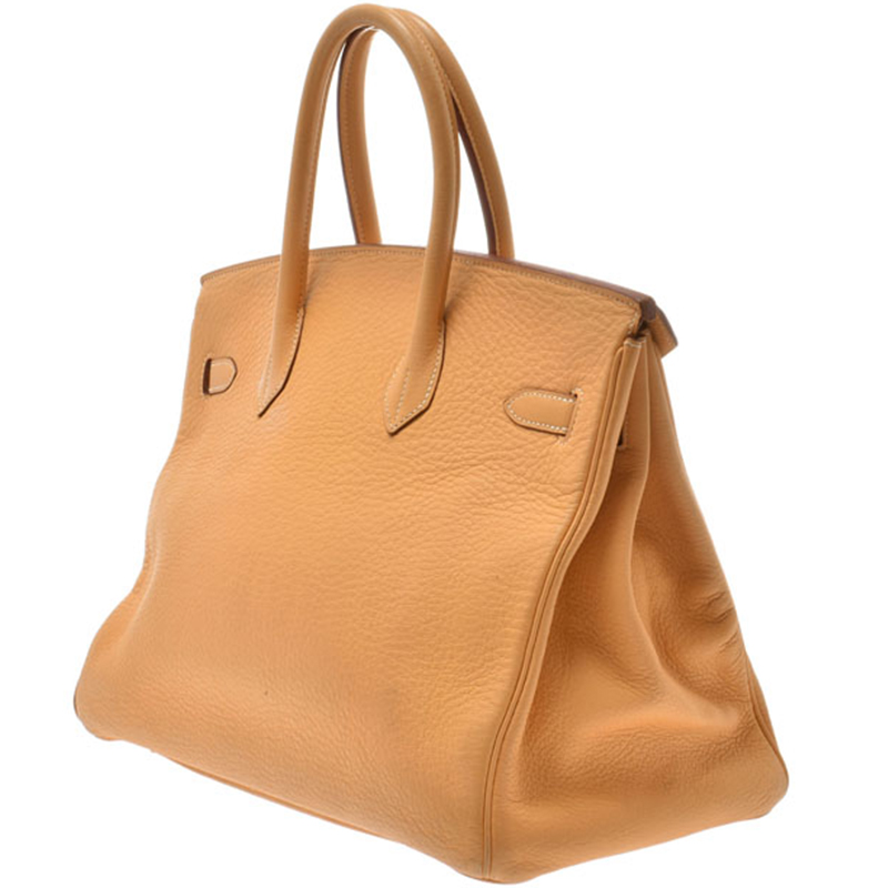 

Hermes Saffron Leather Gold Hardware Birkin 35 Bag, Orange