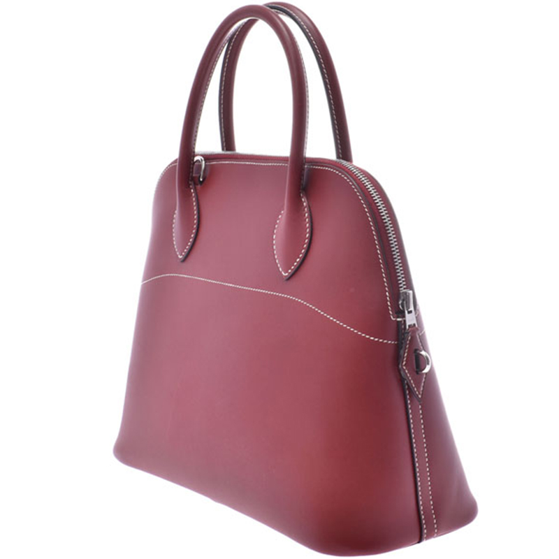 

Hermes Rouge Leather Palladium Bolide 31 Bag, Red