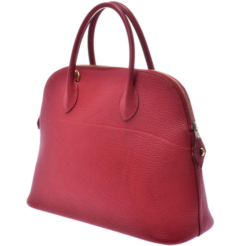 

Hermes Rouge Leather Bolide 37 Bag, Red
