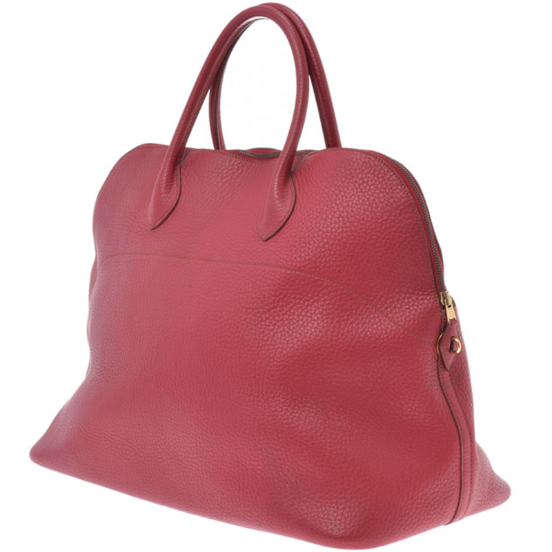 

Hermes Rouge Leather Bolide 45 Bag, Red