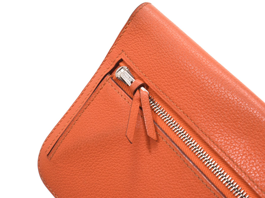 Hermes Dogon Recto Verso Wallet Leather Orange 1416922