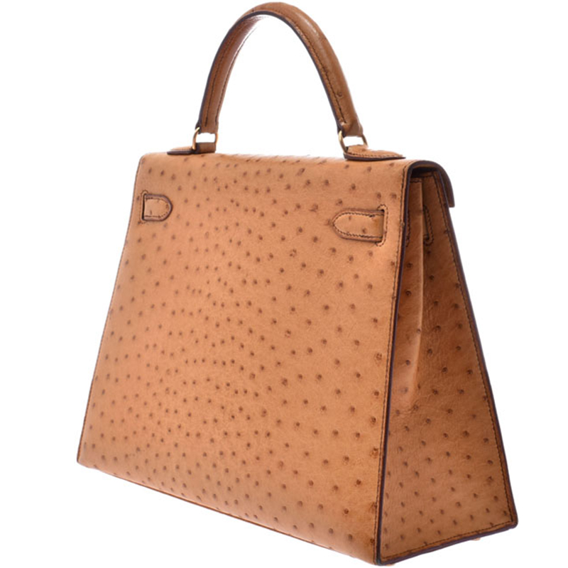 

Hermes Chestnut Ostrich Gold Hardware Kelly Sellier 32 Bag