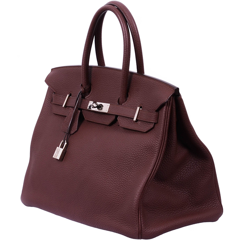 

Hermes Brown Taurillon Clemence Birkin 35 Bag