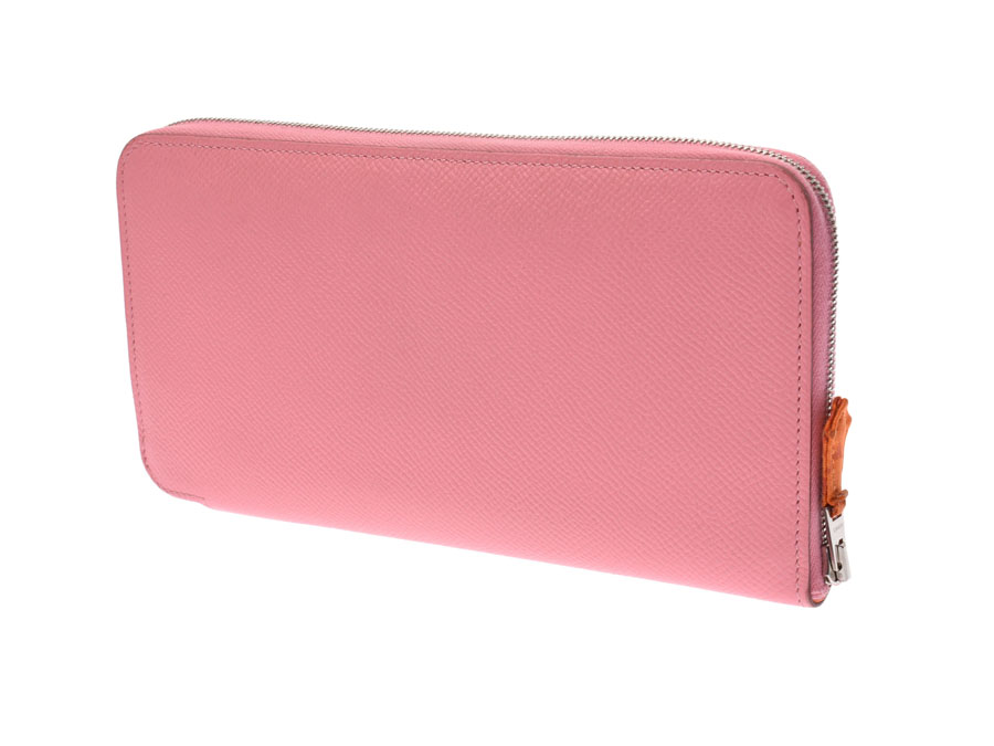 

Hermes Rose Leather Zip Around Wallet, Pink