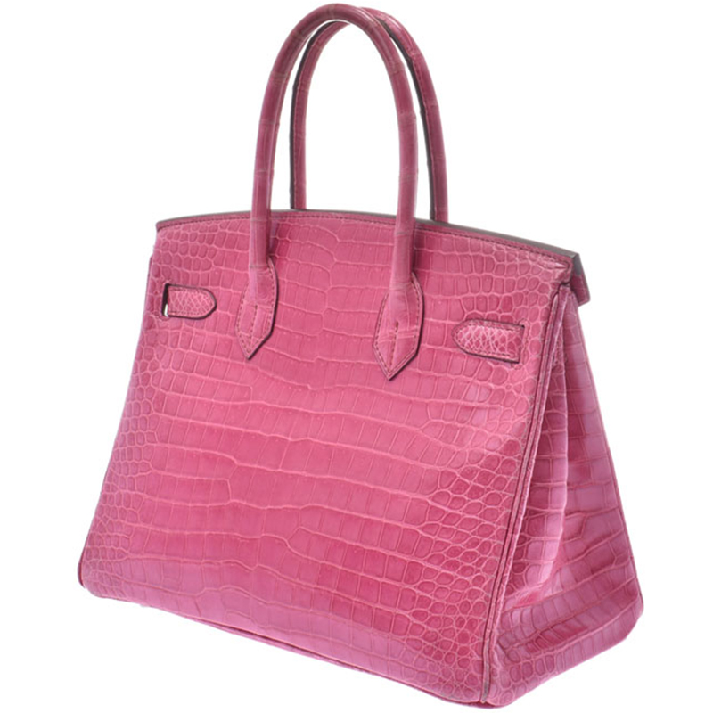 

Hermes Fuschia Pink Croc Leather Palladium Hardware Birkin 30 Bag