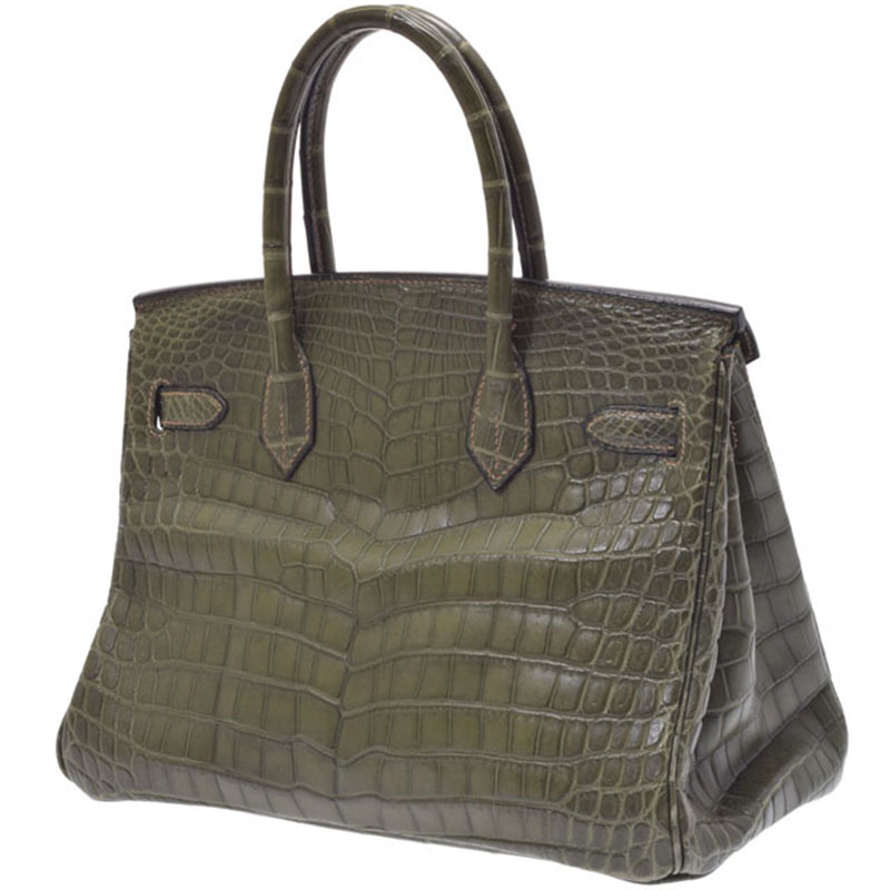 

Hermes Green Croc Leather Palladium Hardware Birkin 30 Bag