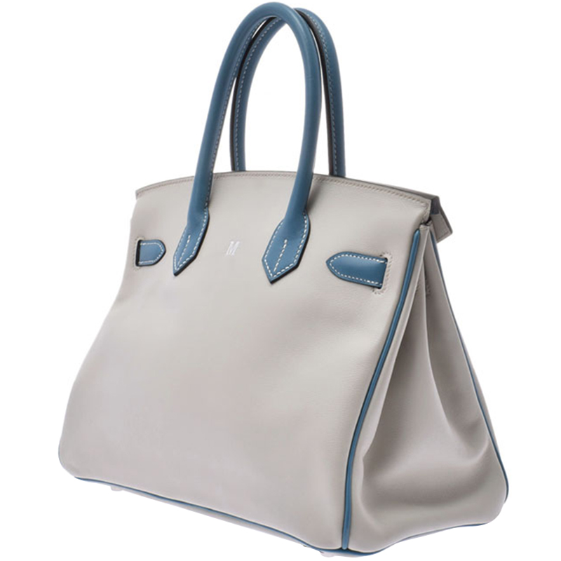 

Hermes Blue/Gray Swift Leather Palladium Hardware Birkin 30 Bag