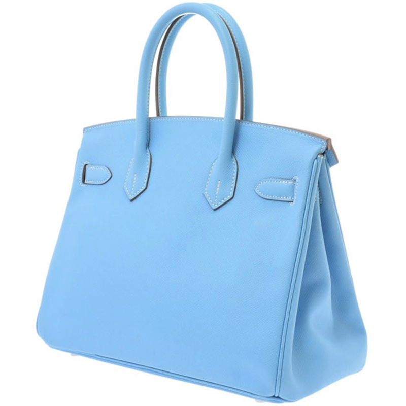 

Hermes Blue Veau Epsom Leather Palladium Hardware Birkin 30 Bag