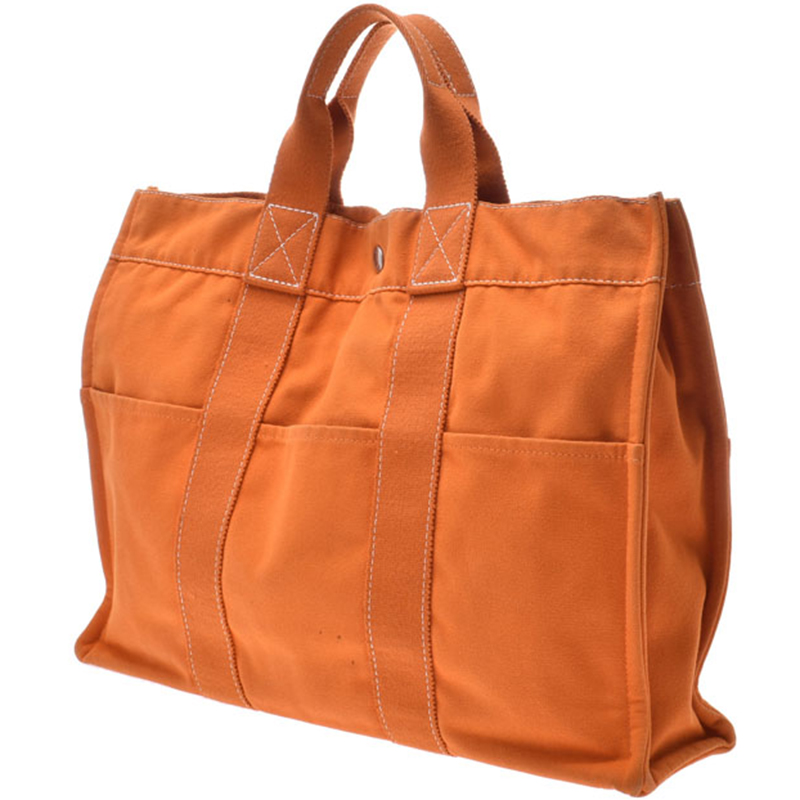 

Hermes Orange Fabric Deauville MM Tote