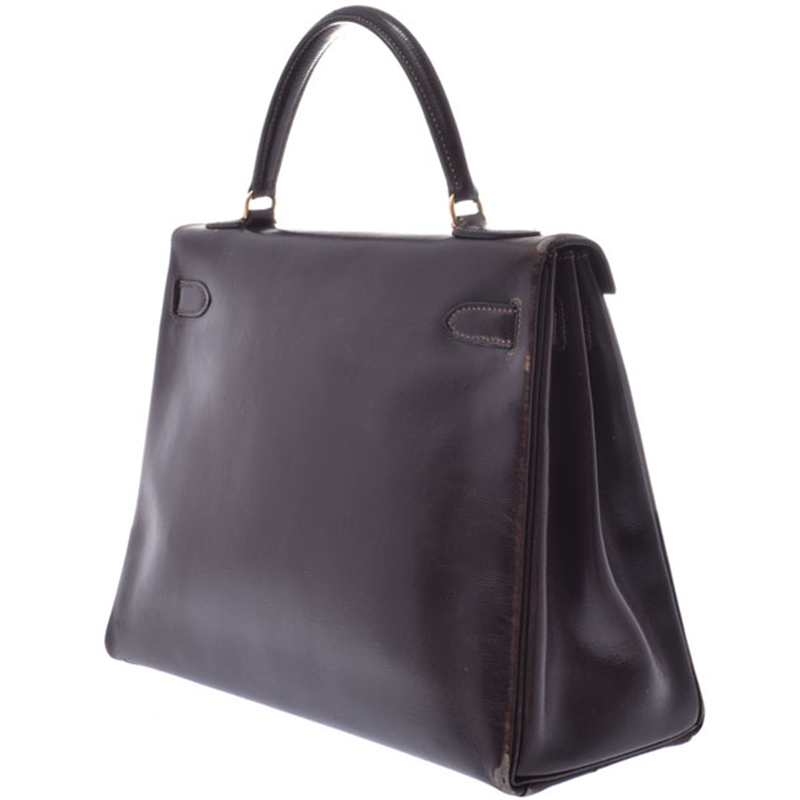 

Hermes Black Leather Gold Hardware Kelly 32 Bag