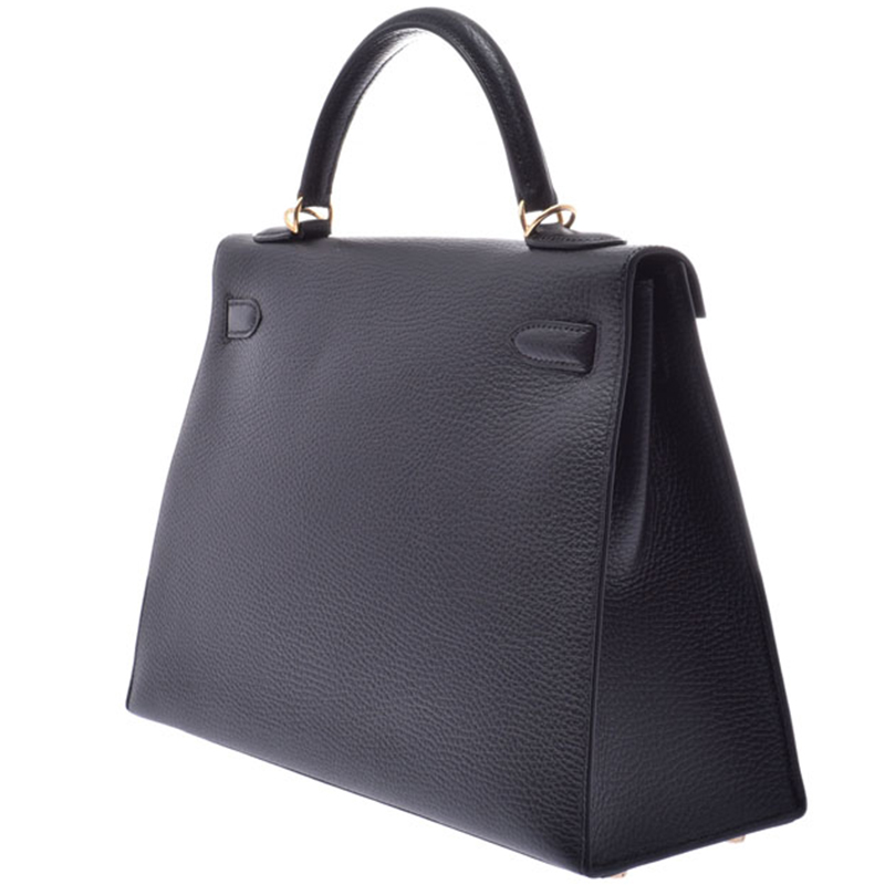 

Hermes Black Leather Gold Hardware Kelly Retourne 32 Bag