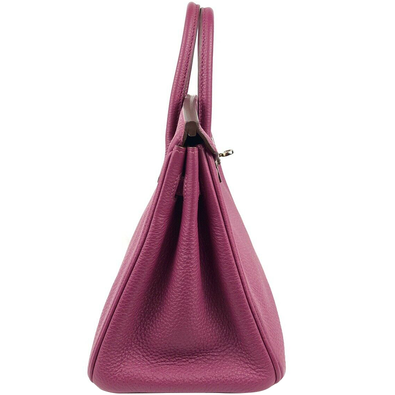 

Hermes Tosca Leather Palladium Hardware Birkin 25 Bag, Pink