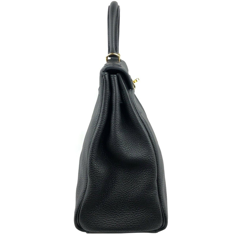 

Hermes Noir Leather Gold Hardware Kelly Retourne 32 Bag, Black