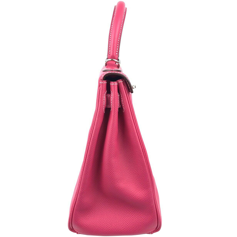 

Hermes Rose Tyrien Epsom Leather Palladium Hardware Kelly Retourne 28 Bag, Pink