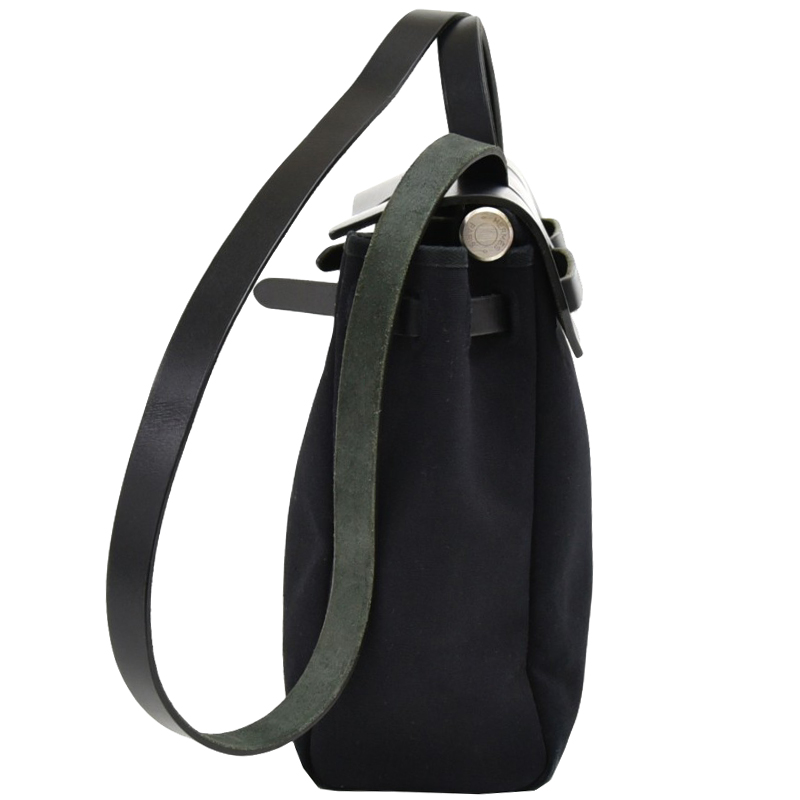 

Hermes Black & Beige Canvas Herbag 30 PM 2-in-1 Shoulder Bag