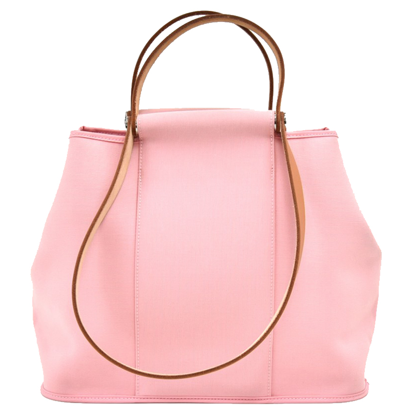 Hermes Pink Toile Canvas Cabag Elan Bag