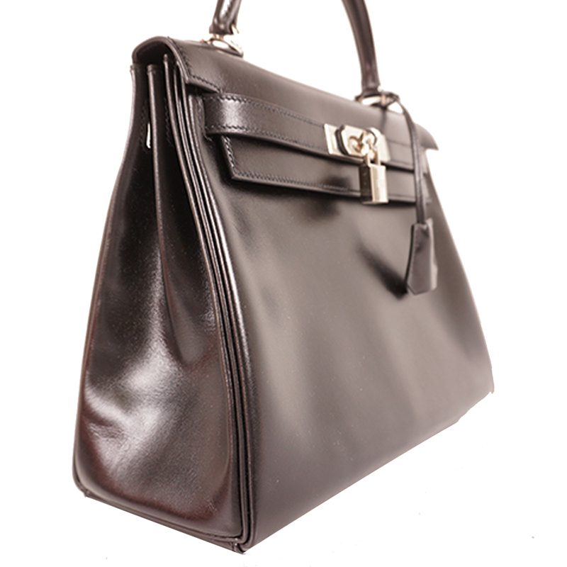 

Hermes Black Box Calfskin Leather Kelly 28 Bag