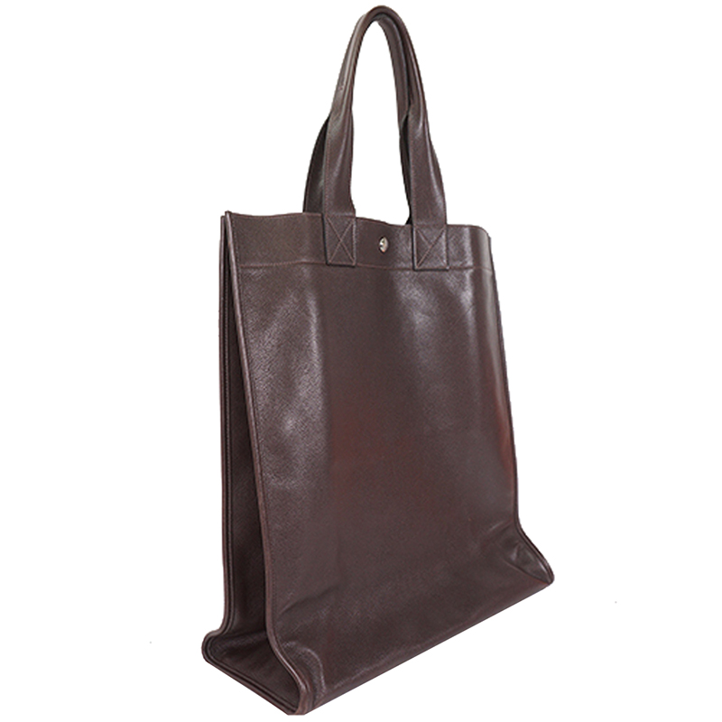 

Hermes Dark Brown Gulliver Leather Sac Tote Bag