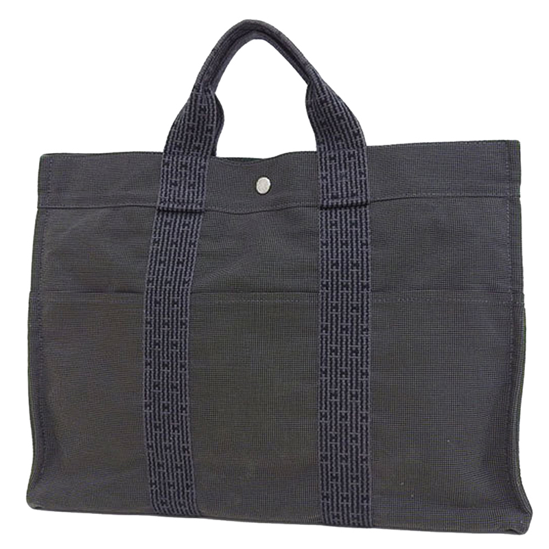 

Hermes Dark Gray Herline Canvas MM Tote Bag, Grey