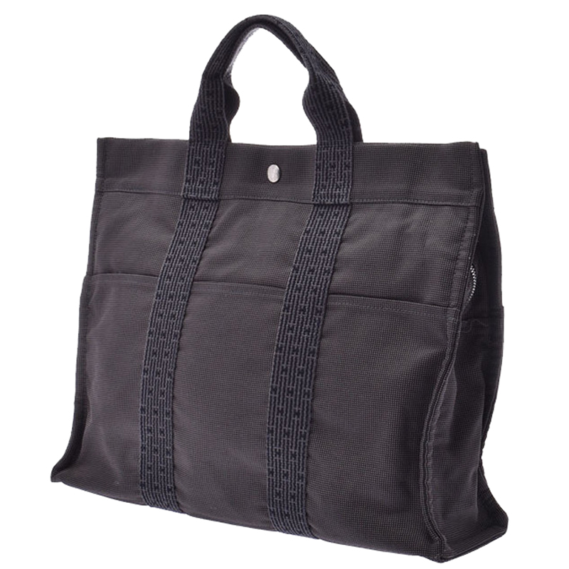 

Hermes Gray Canvas Herline Tote Bag MM, Grey