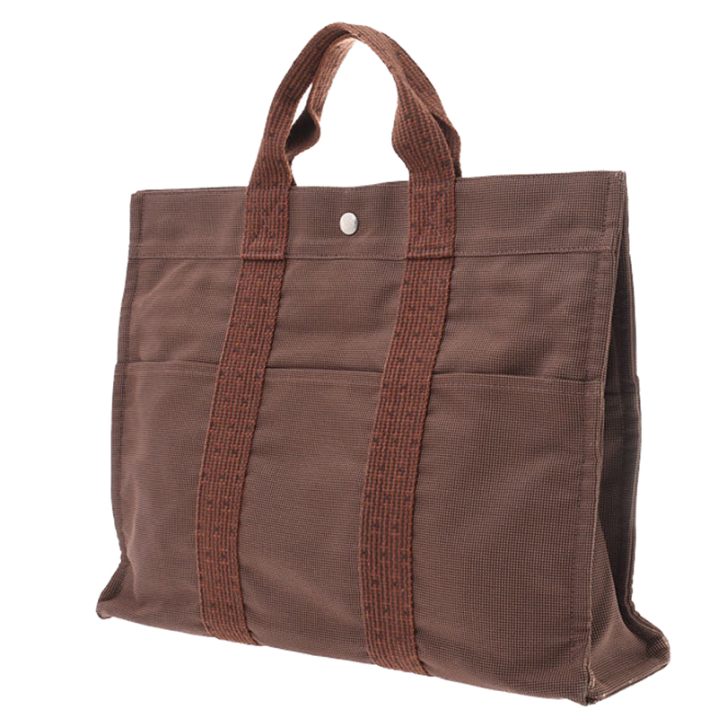 

Hermes Marron Canvas Herline MM Tote Bag, Brown