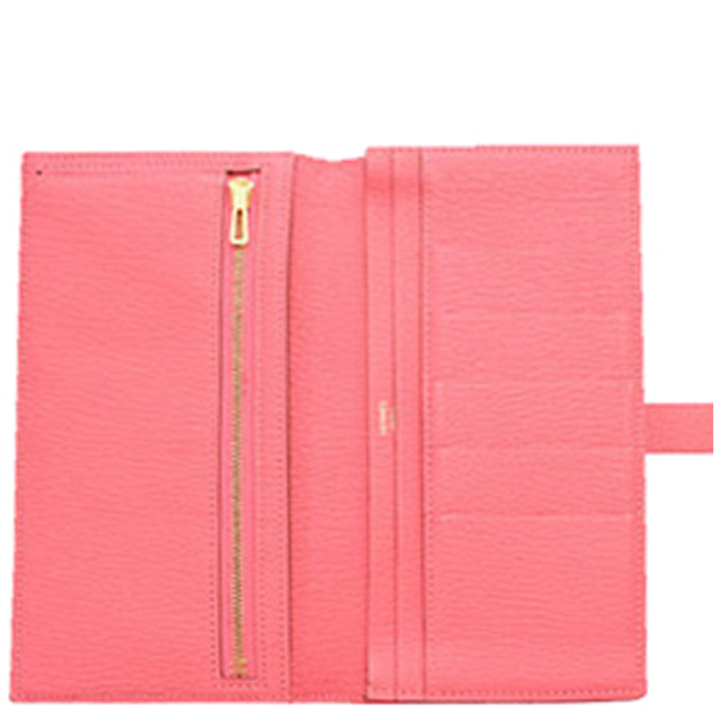 

Hermes Rose Azalee Chevre Leather Long Wallet, Pink