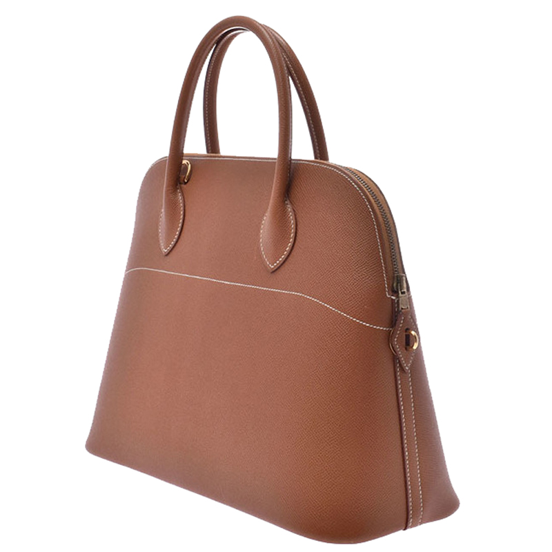 

Hermes Gold Courchevel Leather Bolide 37 Bag, Brown