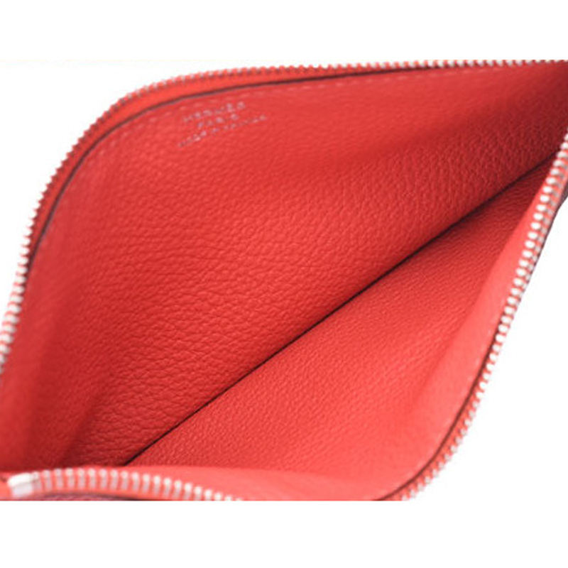 

Hermes Rouge Togo Leather Long Wallet, Red