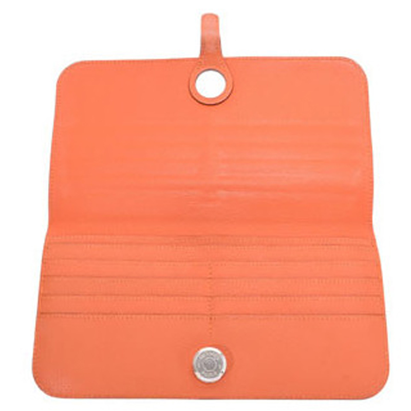 

Hermes Orange Leather Long Wallet