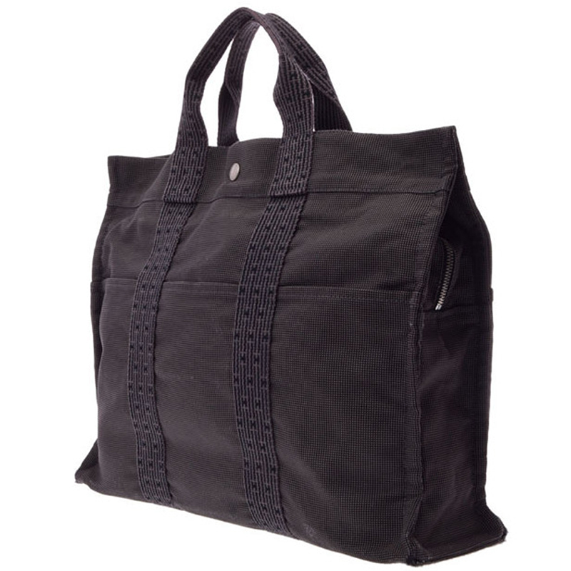 

Hermes Purple/Dark Grey Canvas Herline MM Tote Bag