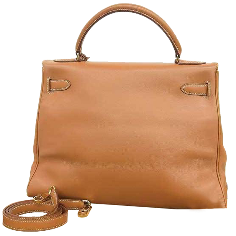 

Hermes Gold Gulliver Leather Kelly 32 Bag, Brown