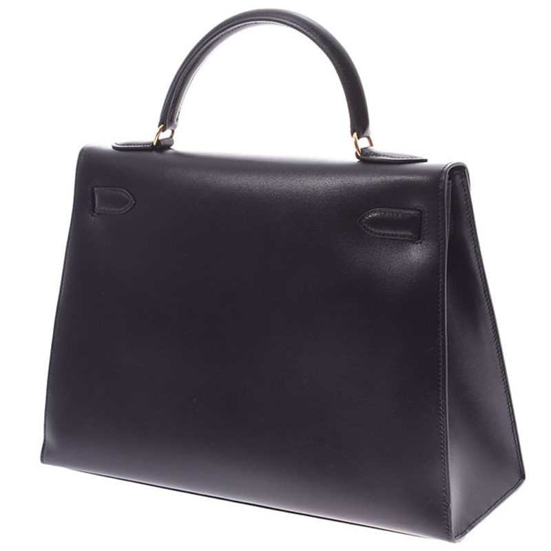 

Hermes Black Leather Kelly 32 Bag