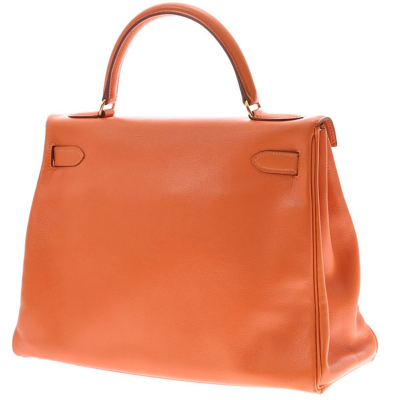 

Hermes Orange Gulliver Leather Kelly 32 Bag