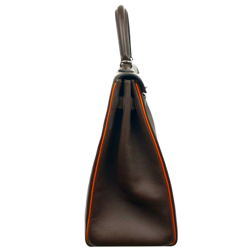 

Hermes Chocolate Brown/Orange Epsom Kelly 35 Bag