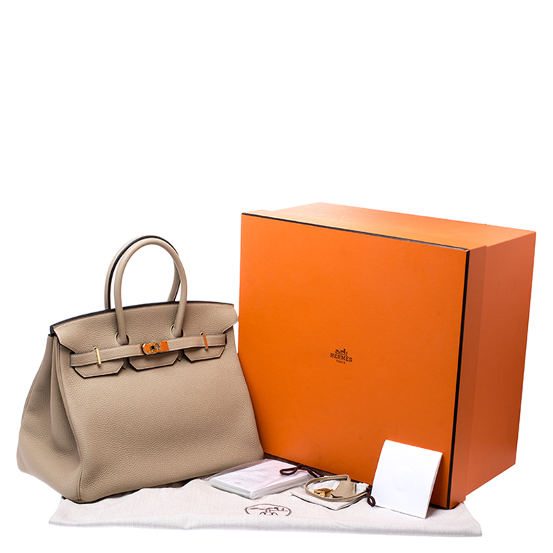 Hermès Hermès Birkin 35 Togo Leather Handbag-Gold Silver Hardware